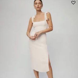 Reformation Cream Tie-Shoulder Midi Dress